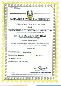 TRA certificate